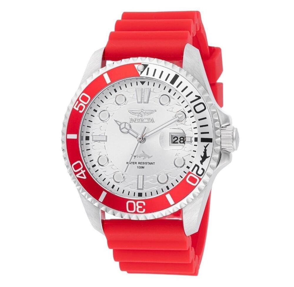 Invicta Pro Diver Shark Mens Watch 43mm Red Band White Dial New in Box